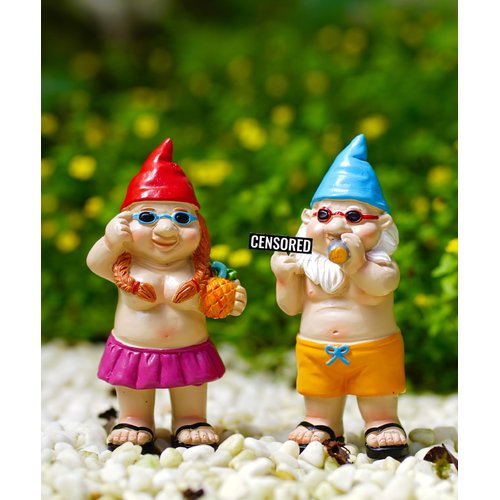 Qeeman Garden Statues Funny Gnome Figurine- Outdoor Ornaments Sculptures for Lawn Patio Yard Art Decorations(2 Pack)