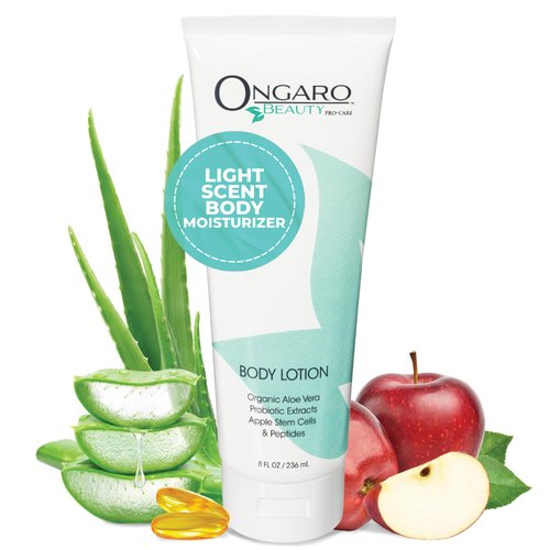 Ongaro Beauty Organic Body Lotion - Light Scent Body Moisturizer Skin Lotion, Moisturizing Care w/Aloe Vera, Cocoa Butter, Hyaluronic Acid, Shea Butter & Vitamin E, Lightweight, All Skin Types 8fl oz