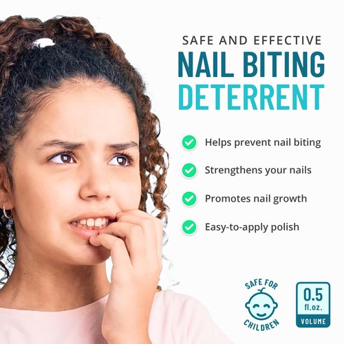 Stop Nail Biting Treatment - Clear, Bitter-Tasting Nail Polish To Stop Nail-Biting - Easy To Apply and Safe For Children - Nail Strengthener Solution - Nail Care for Healthy Nail Growth (0.5 fl oz)