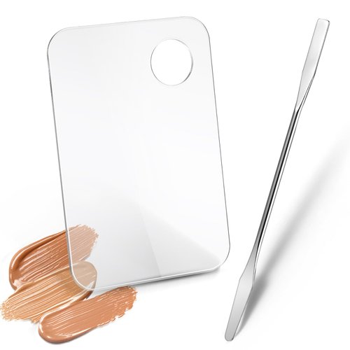 Abeillo Makeup Mixing Tray, Acrylic Foundation Palette with Spatula Tool, Makeup Palette Tray Apply for Foundation Eye Shadow Lipsticks Nail Art Professional Pigment Blending