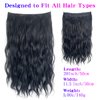 ASKUANG Halo Hair Extensions for Women Wavy Curly Hair Extensions Invisible Wire Adjustable Size Removable Secure Clip in Extensions (Black)