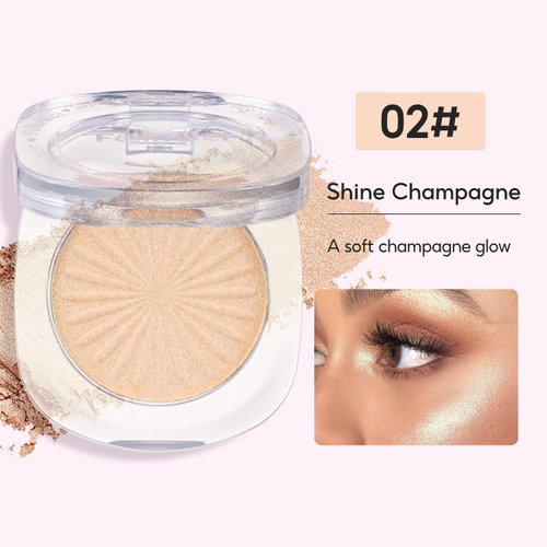 FelinWel Highlighter Makeup Palette Face Highlighting Palette for Cheek Body Collarbone, Long-Lasting Shimmery Contour Powder-02 Shine Champagne (0.18 Oz)