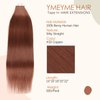 YMEYME Natural Tape in Hair Extensions Semi-Permanent Real Human Hair Straight #33 Copper Dark Auburn Hair Extensions 50g 20pcs 16inch