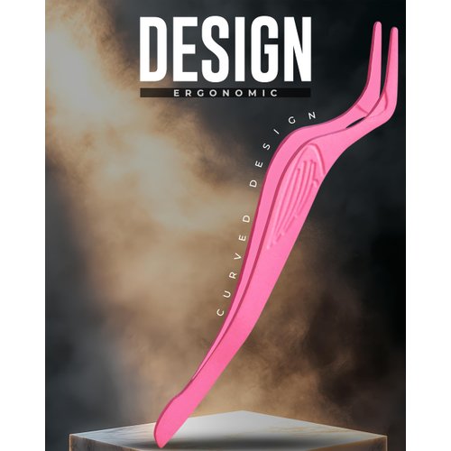 KHADMI IMPEX Eyelash Applicator Tool in Leather Case -Best Lash Cluster Applicator-with Stainless Steel Curved Design Lash Applicator Use for Wisps Lashes(Baby Pink)