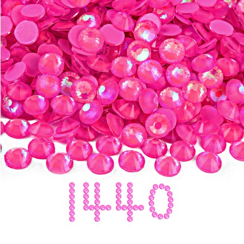 Blinginbox Flatback Glass Rhinestones,Luminous Gems 1440pcs Non Hotfix Crystal Rhinestones for Nail Crafts Clothes Tumblers Face Makeup,Rose AB Luminous,SS20…