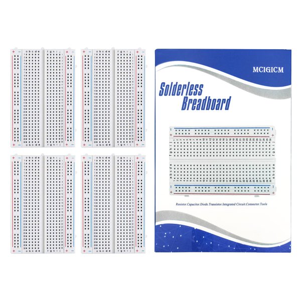 (4 Pcs) MCIGICM 400 Points Solderless Breadboard