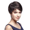 Style Icon 5" Cute Short Pixie Wigs with 100% Brazilian Hair (NATURAL DARK BROWN, Side Swept Bangs) - Pixie Cut Wigs for Women - Human Hair Wigs Wigs - Short Straight Wig