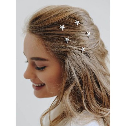 Unicra Gold Hair Pins Star Hair Clips Bridal Hair Piece Wedding Hair Accessories for Women and Girls Pack of 5 (Silver)