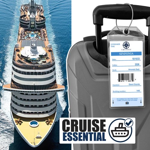 MSC Cruise Luggage Tag Holders by Cruise On [4 Pack] Fits All MSC Cruise Line Ships & Tags for Cruises in 2024 & 2025