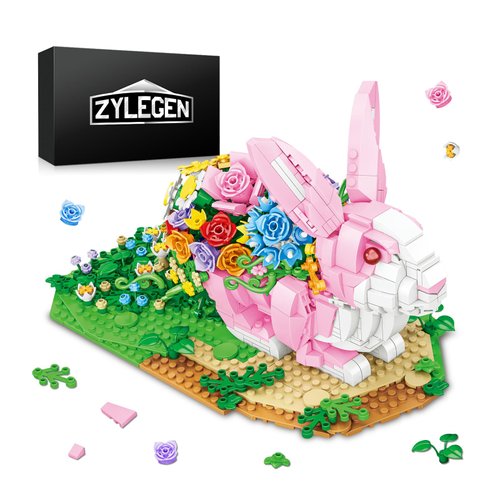 ZYLEGEN Rabbit Flower Animal Toy Building Set,Bunny Flower Toy Building Sets,Botanical Collection Ideal Gift for Animal Lovers,Buildable Toys, Party Favors for Kids(935Pcs)