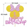 Minnie 1st Birthday Cake Topper Mouse Happy Birthday Cake Topper for 1 Year Old Girls Birthday Cake Decorations Party Supplies
