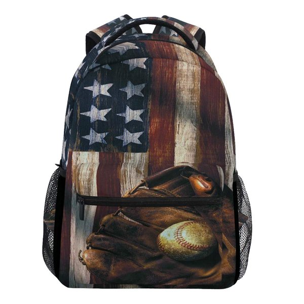 Oarencol American Flag Baseball Backpacks USA Softball Glove School Travel Book College Shoulder Bag for Women Girls Men Boys