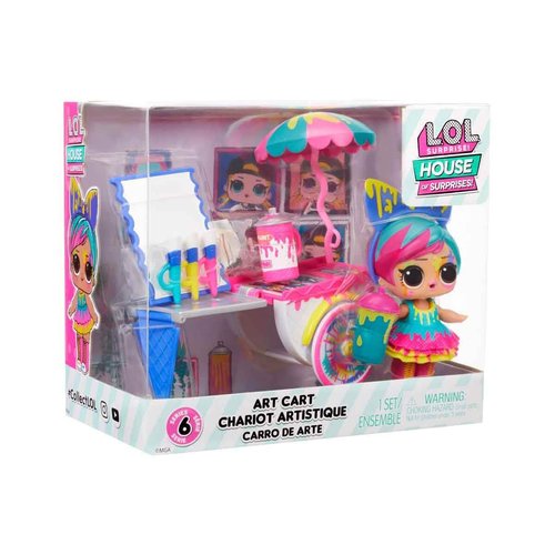 L.O.L. Surprise! OMG House of Surprises Art Cart Playset with Splatters Collectible Doll and 8 Surprises, Dollhouse Accessories, Holiday Toy, Great Gift for Kids Ages 4 5 6+ Years Old & Collectors