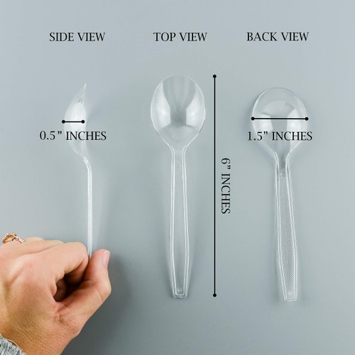 Plasticpro Clear Plastic Soup Spoons Disposable Cutlery Utensils 200 Count