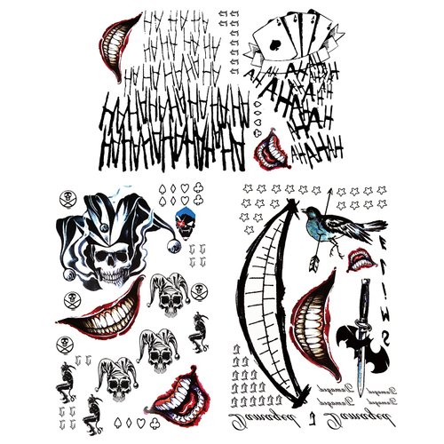 Fake Temporary Tattoos, 3-Sheet Men Temporary Tattoo Sticker for Halloween Costume Cosplay