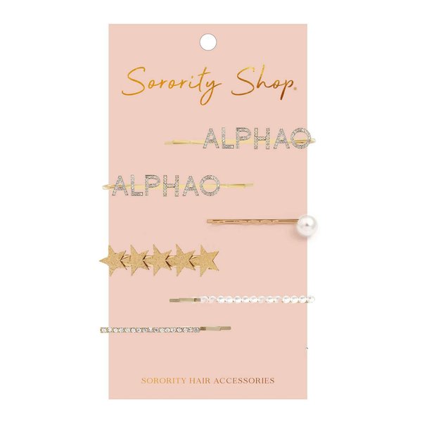 Alpha Omicron Pi - Sorority Hair Clips - 6/pack