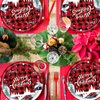 96PCS Christmas Paper Plates and Napkins Party Supplies, Buffalo Plaid Christmas Tree Tableware Set Disposable Paper Plates Napkins Forks for Christmas Party Decorations 24 Guests (Christmas)