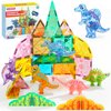 SYNCFUN Magnetic Building Tiles Dinosaur Set for Kids, 50PCS Including 5 Cute Dinosaurs, Educational STEM Toy for Boys & Girls Ages 3-5 4-8, Christmas Birthday Party Gift for Toddlers