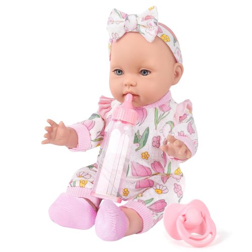 UZIDBTO 12" Girl Baby Dolls with Doll Clothes and Accessories,First Baby Doll Playset Includes Feeding Bottle,Pacifier Gift Idea for Toddler 3 Ages and Up