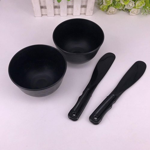 2Pcs Professional Silicone Mask Bowls with Plastic Spatula Reusable DIY Facial Mask Bowl Mixing Spatula Cosmetic Mud Mask Mixing Bowl Skincare Beauty Tool Kit for Beauty Salon or Home Use, Black