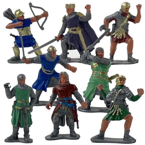 ArtCreativity Knight Action Figures for Kids, Set of 16, Free-Standing Knight Figurines with Realistic Details, Medieval Party Decorations and Cake Toppers, Knight Party Favors for Boys & Girls