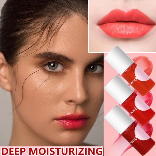 3 Colors Lip Tint Stain Set,Mini Velvet Lip Tint Watery Lip Stain Long Lasting Waterproof Moisturizing Lip & Cheek Tint,Hydrating,Natural Glossy Liquid Lipstick Lip Gloss Kits for Women (Set 01,02,03)