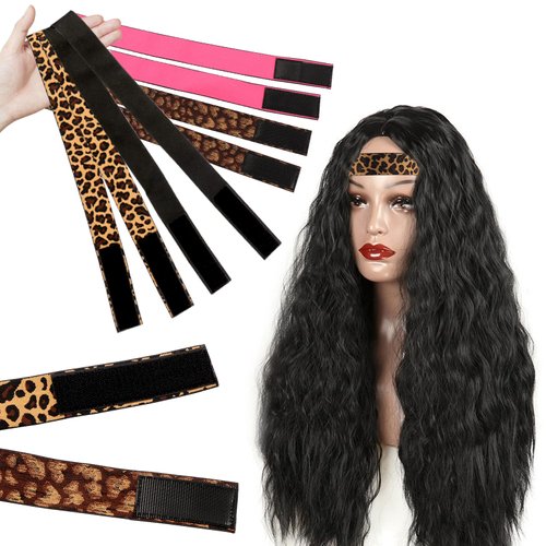 LiBiuty 4Pcs Elastic Wig Band for Melting Lace, Lace Melting Band, Wig Bands for Keeping Wigs in Place, Wig Band for Edges Laying, Wig Headband for Lace Front Wig, Adjustable Lace Melting Band