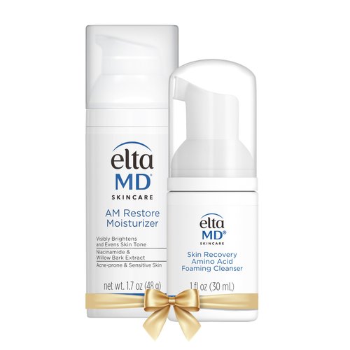 EltaMD AM Restore Face Moisturizer and Skin Recovery Amino Acid Foaming Facial Cleanser Set, For Acne-Prone and Sensitive Skin, 1.7 Fl Oz Moisturizer and 1 Fl Oz Face Cleanser