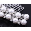 Alilang Silvery Tone Crystal Rhinestone Simulated Pearl Bar Bridal Hair Comb