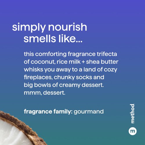 Method Moisturizing Shampoo, Simply Nourish with Shea Butter, Coconut, and Rice Milk Scent Notes, Paraben and Sulfate Free, 14 oz (Pack of 1)