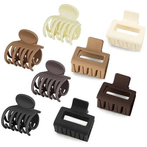 Small Hair Clips for Women Girls Kids,1.6 Inch Mini Hair Claw Clips for Thin Medium Thick Hair,Nonslip Cute Matte Double Rows claws Hair Clip and Square Jaw Clip with Gift Box. (small, Matte 7 colour)