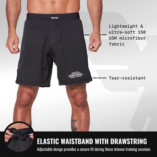 Elite Sports Men's Black Jack Series Fight Shorts, Medium