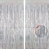Silver Tinsel Foil Fringe Curtain Backdrop, 3.3 x 8.2 ft Metallic Glitter Curtain Streamers, 2 Pack Silver Photoboth for Birthday New Year Eve 2024 Disco Party Decorations