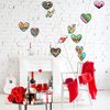 Haooryx Valentines Heart Paper Suncatcher for Kids - 12Pcs Heart Shaped Tissue Paper Craft DIY Window Stained Glass Effect Suncatchers for Classroom Art Craft Valentine’s Day Party Game Supplies