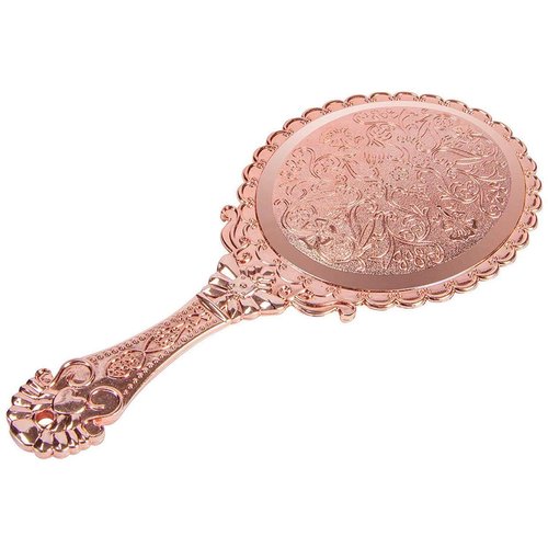 XPXKJ Hand Mirror Vintage Handheld Mirror with Handle Vanity Makeup Mirror Travel Mirrors (Oval, Rose Gold)