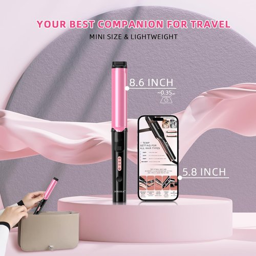 DORISILK Small Barrel Curling Iron for Short and Medium Hair，1 Inch Mini Curling Iron Travel Size，Dual Voltage Curling Iron for European and International Voltage，Eeramic Curling Wand