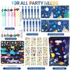 LiYiQ 87 Pcs Space Party Favors with Space Spiral Notebooks 10 in 1 Pen Reusable Straws Slap Bracelets Keychains Space Temporary Tattoo Stickers and Gift Bags for Kids Space Birthday Party Supplies