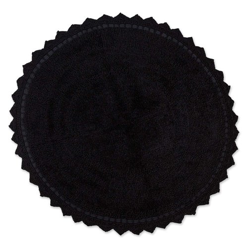 DII Crochet Collection Reversible Bath Mat, Round, 27.5" Diameter, Black