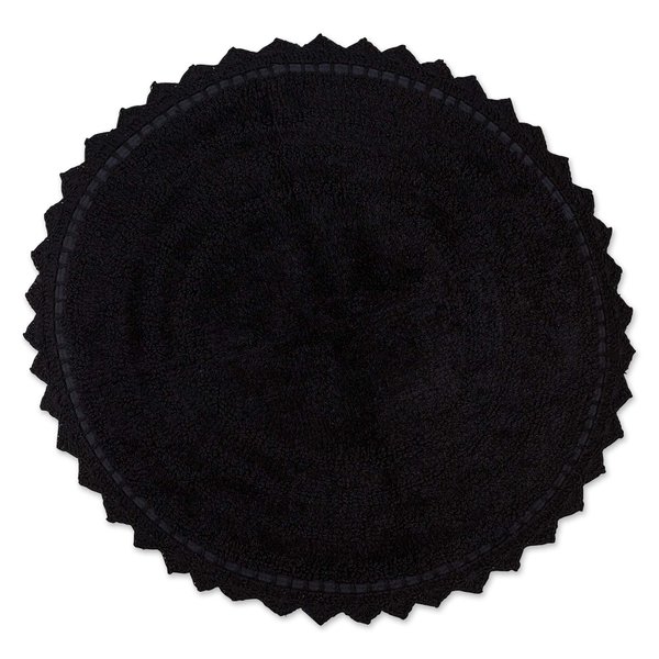 DII Crochet Collection Reversible Bath Mat, Round, 27.5" Diameter, Black