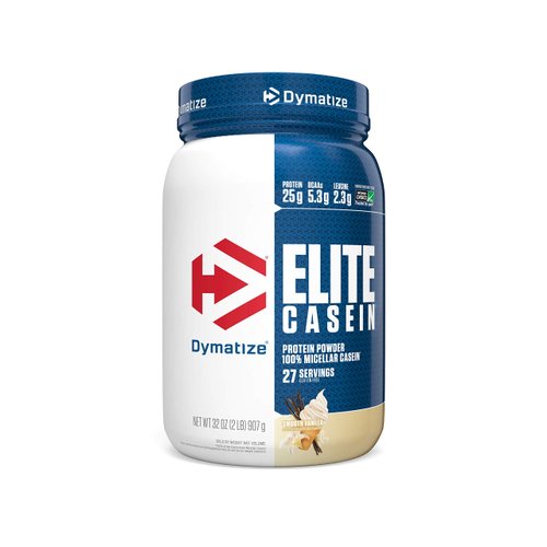 Dymatize Elite 100% Micellar Casein Protein Powder, Slow Absorbing with Muscle Building Amino Acids, 25 g Protein, 5.3 g BCAAs & 2.3 g Leucine, Helps Overnight Recovery, Smooth Vanilla, 32 Oz