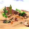 SIENON 32Pcs Desert Animal Figurines Set Model Trees Cactus Kit Desert Diorama Project with Camel Fennec Fox Rattlesnake Scorpion Lizard Reptile Toy Playset for Kids Birthday Cake Toppers Party Décor
