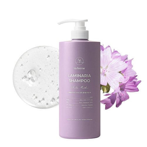 laferme Laminaria Thickening Shampoo with Organic ingredient, Moisturize Scalp for dandruff, Strengthening & Hydrating hair, Sulfate & Paraben free, For Women & Men (33.81 FL. OZ., White Musk)