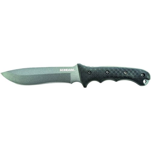 Schrade SCHF9 12.1in High Carbon Steel Fixed Blade Knife with 6.4in Kukri Point Blade and TPE Handle for Outdoor Survival, Camping and Bushcraft