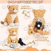 XYHQYB 5 Pcs Cat Stuffed Animals, 12 Inch Stuffed Mommy Cat Plush Toy with 4 Kitten Babies in Zippered Pouch, Nurturing Mom and Baby Stuffed Cats for Kids Christmas Birthday Gifts Party Decor