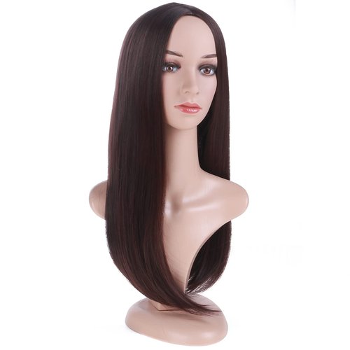 BERON Dark Brown Wigs Straight Long Wig Middle Part Women's Hair Wigs for Cosplay Halloween Party or Daily Use Wig Cap Included