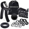 IMENSEAS Grip Strength Trainer 7 Pack Adjustable Hand Gripper, Finger Stretcher Resistance Extensor Bands, Finger Exerciser, Grip Strength Ring & Stress Relief Ball, Hand Grip Strengthener, Black