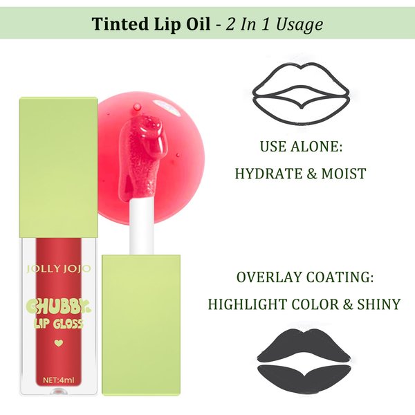 Lip Glow Oil - Glossy Lip Glow Oil, Long Lasting Plumping Lip Oil, Tinted Lip Balm Lip Care Lip Gloss (#4)