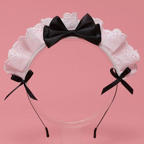 JJLFresheners Black Women Girls Lolita Headband Lace Bow Hair Band Maid Anime Cosplay Headwear Ribbon Bowknot Cute Hair Band Party Hair Accessories Women's Fashion Headbands, Lolita Accessories