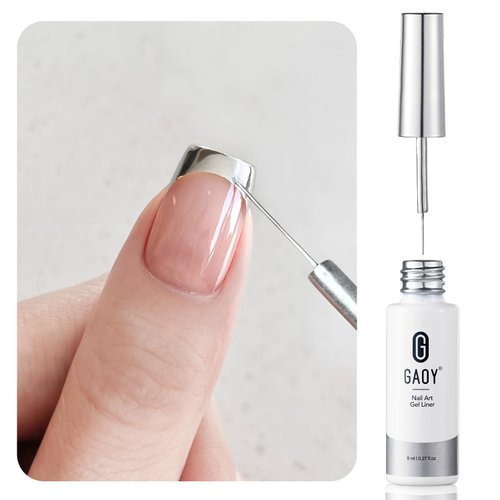 GAOY Metallic Silver Gel Nail Polish Art Liner, 8ml 3D Mirror Chrome Effect Colors Metal Silver f...