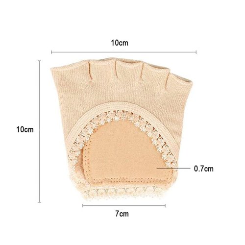 Open Five Toes Half Socks, Breathable Sweat-Absorbent Peep Toe Forefoot Socks Anti-Slip Lace Invisible Forefoot Pad, Relief Foot Pain Toe Separator Socks Women Flat High Heels Heelless Toeless Socks